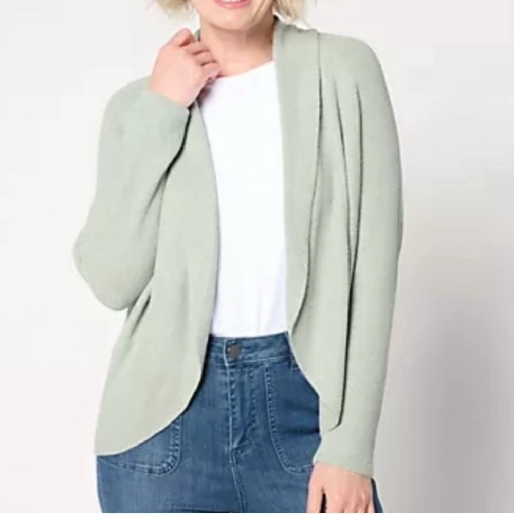 NEW Barefoot Dreams CozyChic Ultra Lite Cocoon Cardigan Beach Glass 3X